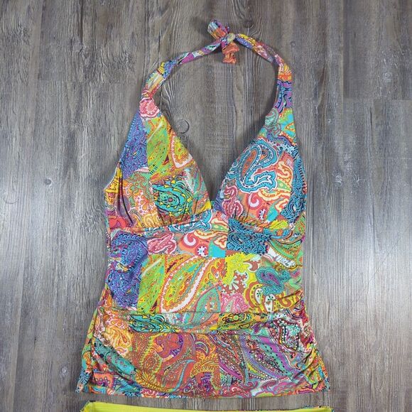 Women's Bleu Rod Beattie Bohemian Paradise Halter Tankini & Skirt Size 8 - Picture 4 of 13